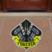 Custom shaped drag racing door mat