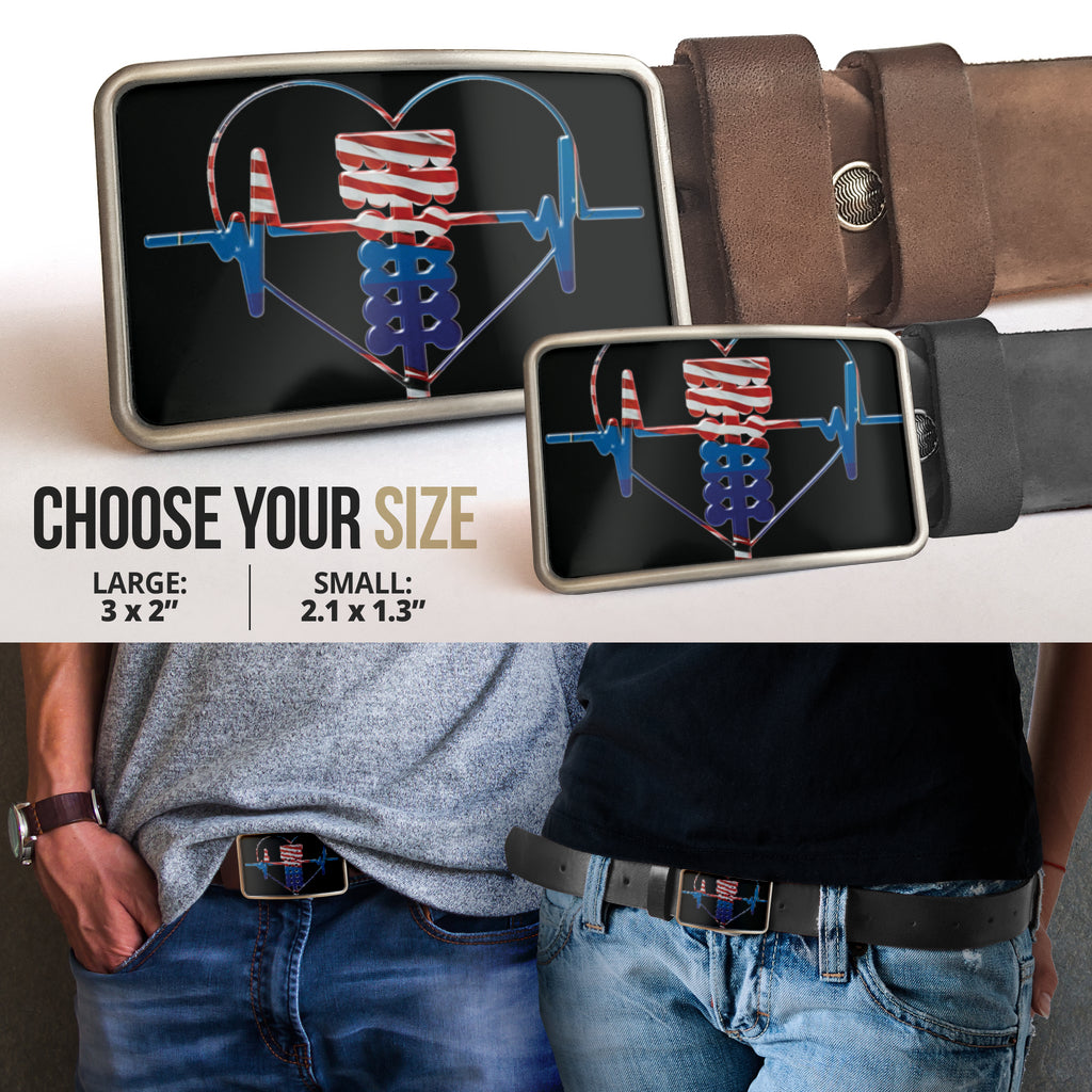 USA Drag Racing Heartbeat Belt Buckle
