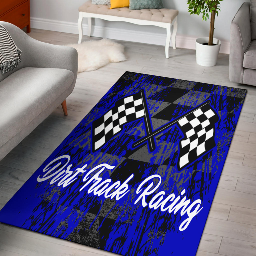 Dirt Racing Rug Blue