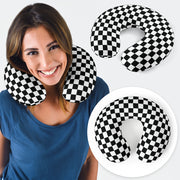 Racing checkered flag u-shaped travel pillow