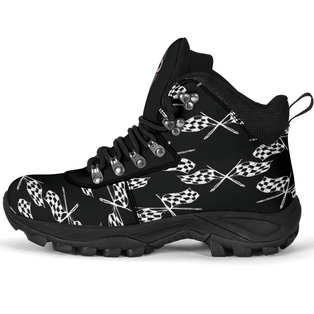 Racing Alpine Boots Checkered Pattern