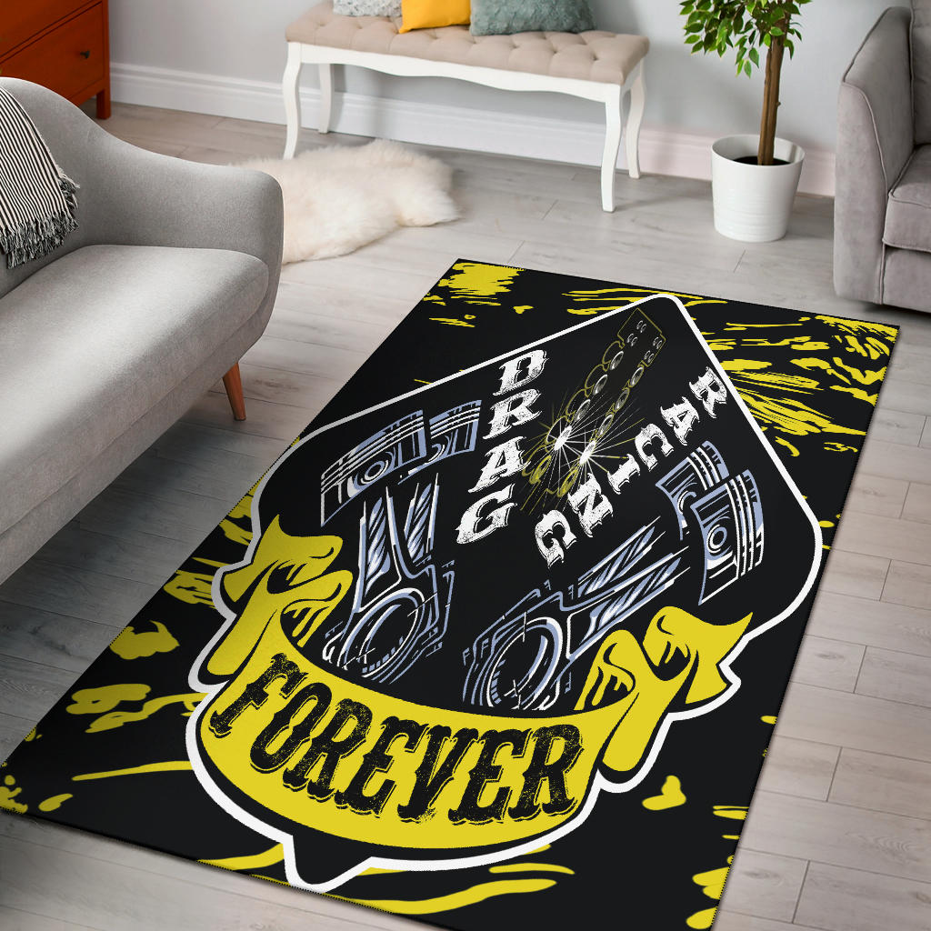 Drag Racing Forever Rug Yellow
