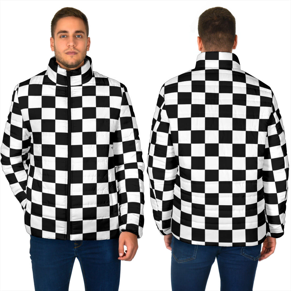 Racing checkered flag padded jackets - Men's Padded Jacket - Racing men's  checkered flag padded jacket / S