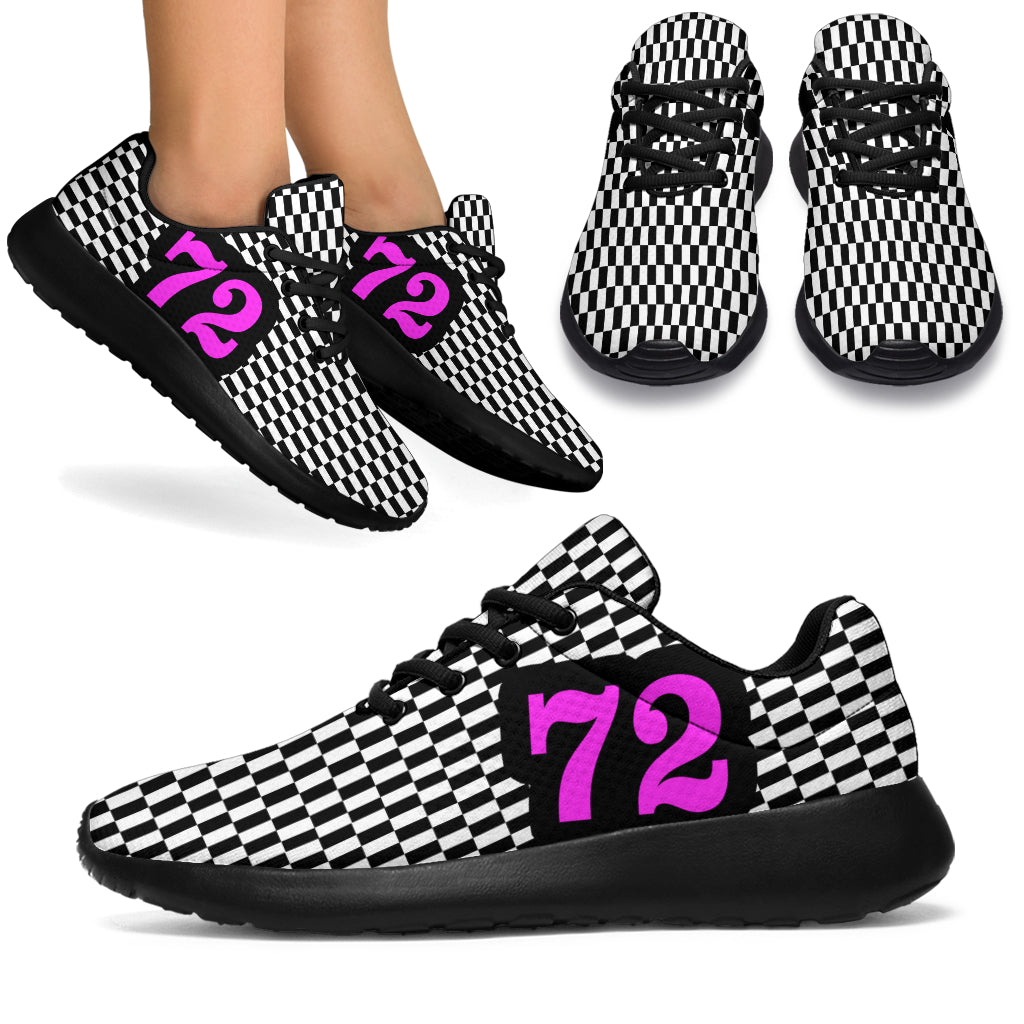 custom racing sneakers number 72 pink