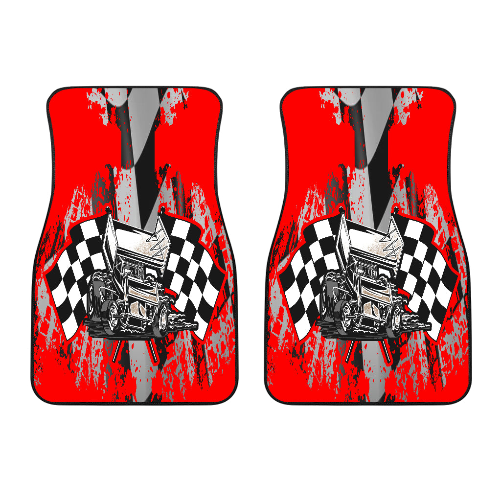 2 Front Sprint Car Racing Red Car Mats