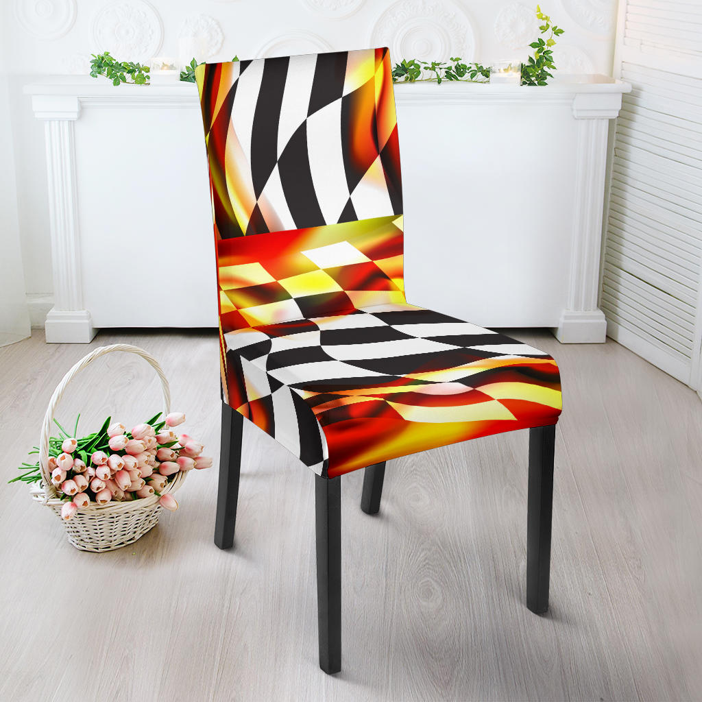 Racing Flag Of Flame Dining Chair Slip Cover