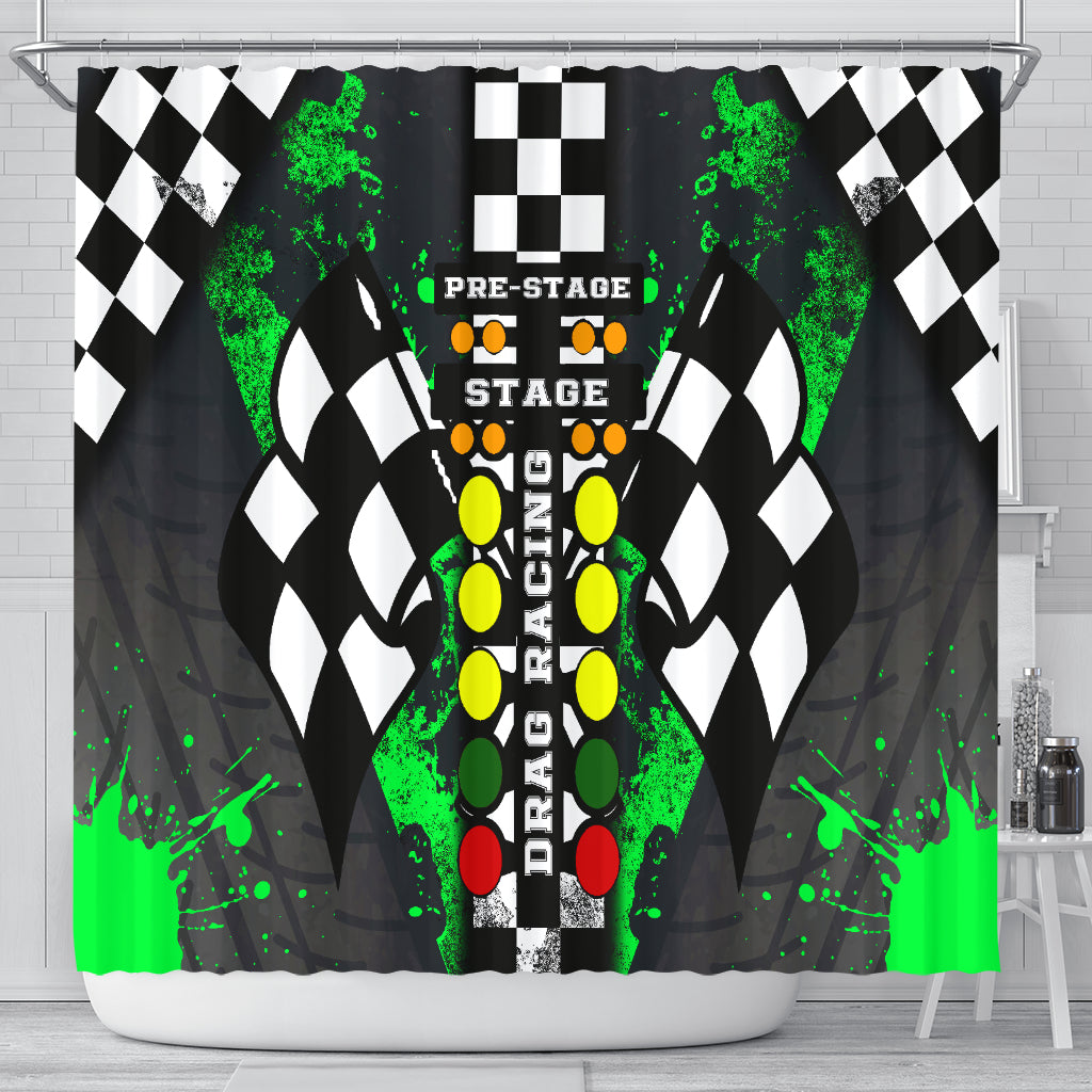 Drag Racing Shower Curtain Pistachio