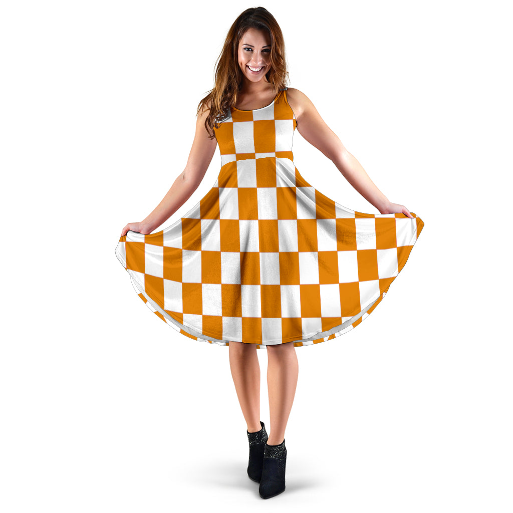 Racing Checkered Flag Dress Orange