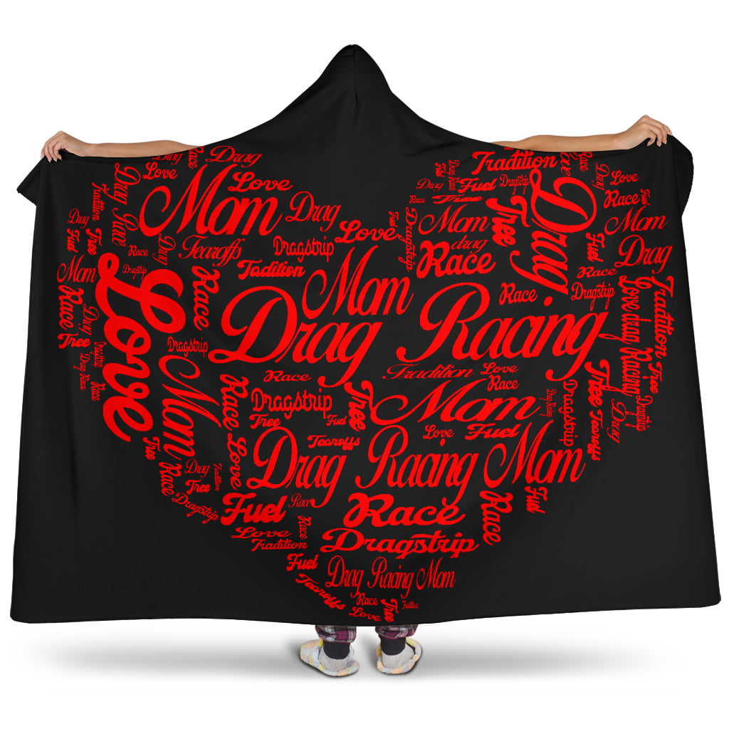 Drag Racing Mom heart hooded blanket