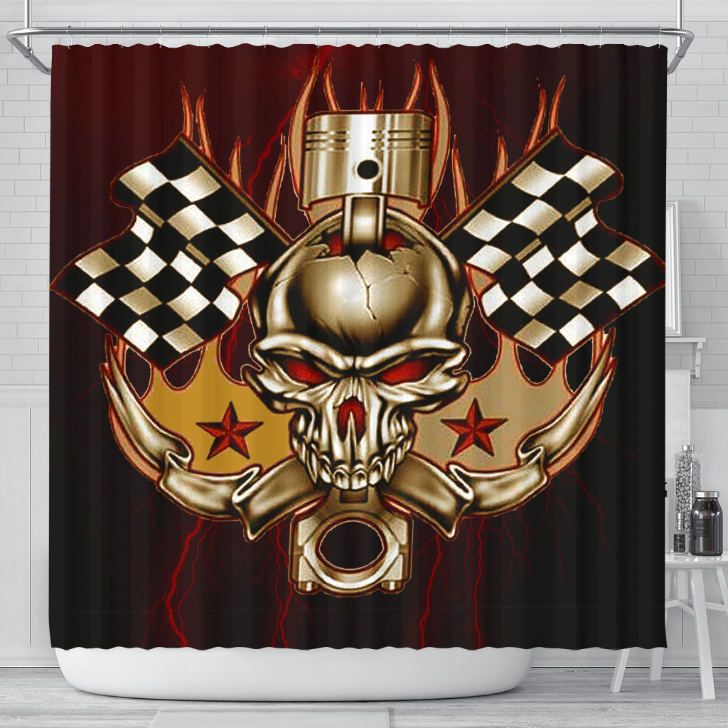 Racing Thunder Skull Shower Curtain