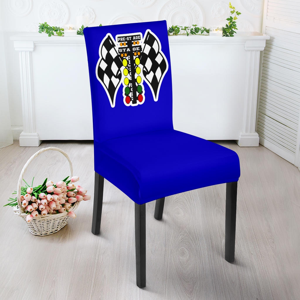 Drag Racing Dining Chair Slipcover Blue