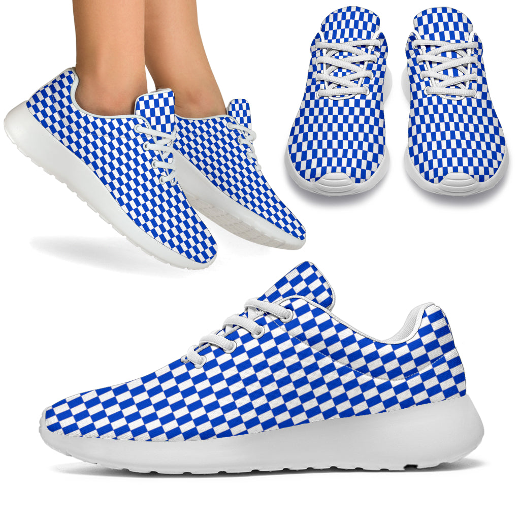 Racing Blue Checkered Flag Sneakers White
