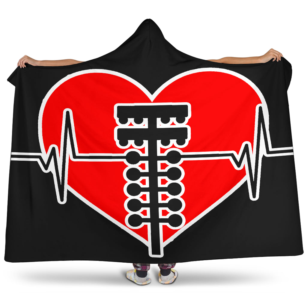 Drag racing heartbeat hooded blanket