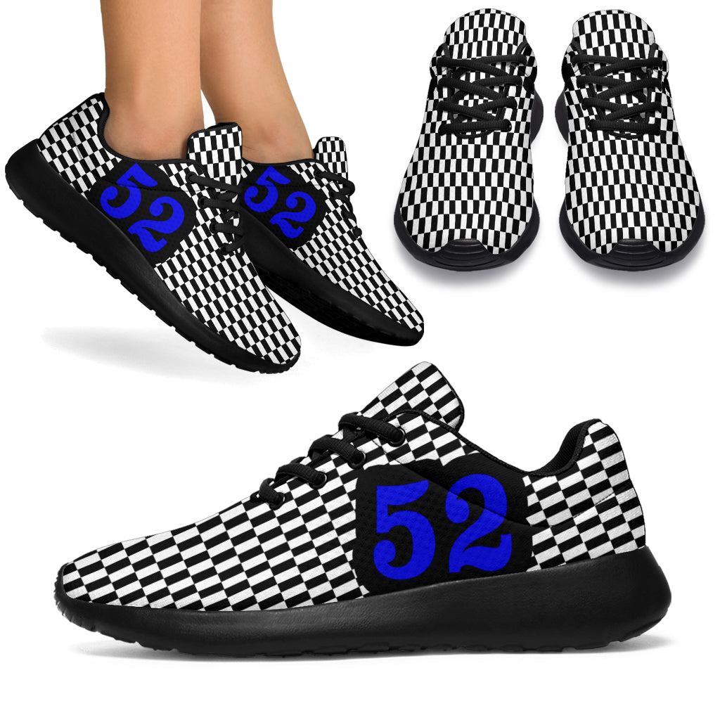 custom racing sneakers number 52 blue