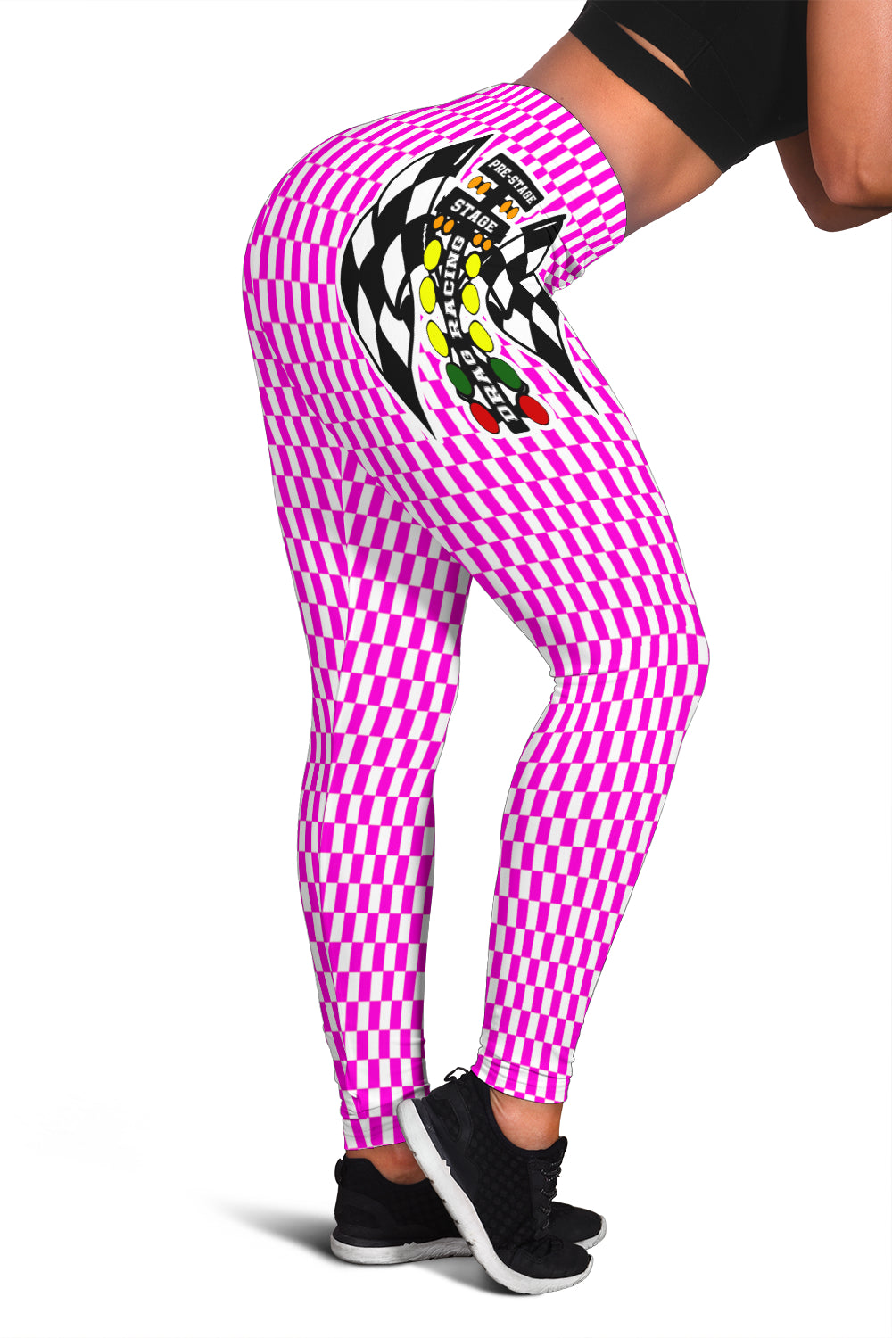 Drag Racing Pink Flag Leggings