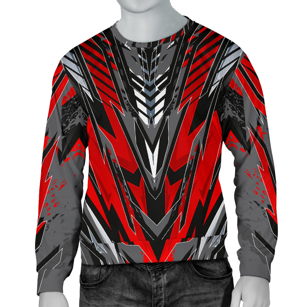 Racing Style Wild Red & Black & Grey Men's Sweater