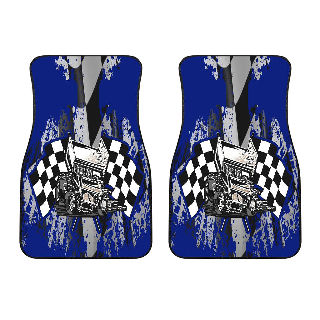 2 Front Sprint Car Racing Blue Car Mats