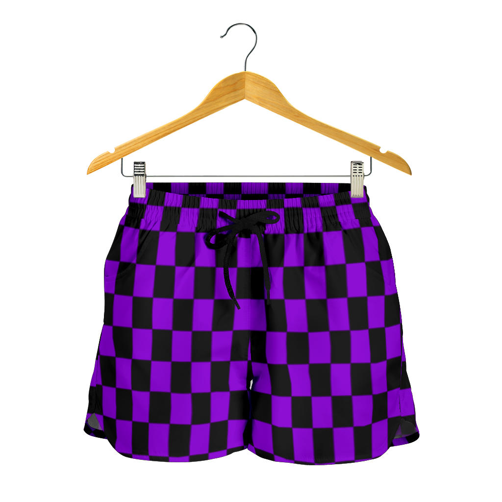 Racing Checkered Women's Shorts Purple