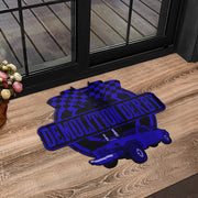 Custom shaped demolition derby door mat