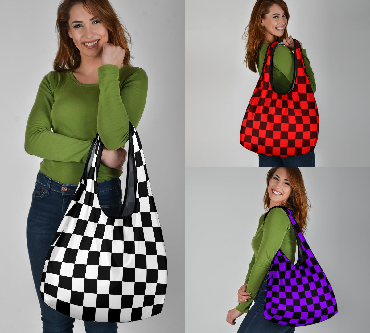 Racing Checkered Grocery Bags