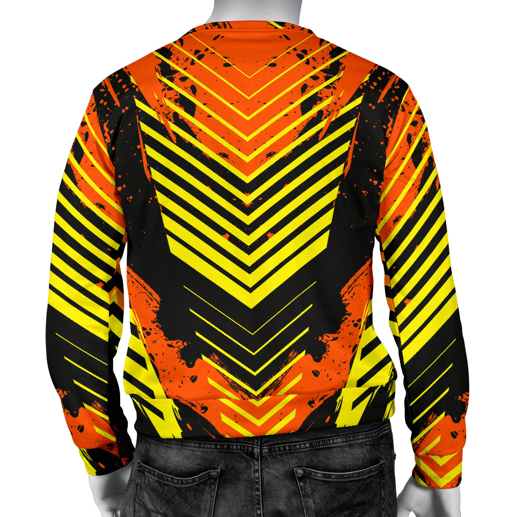 Racing Urban Style Orange & Yellow Stripes Vibes Men's Sweater