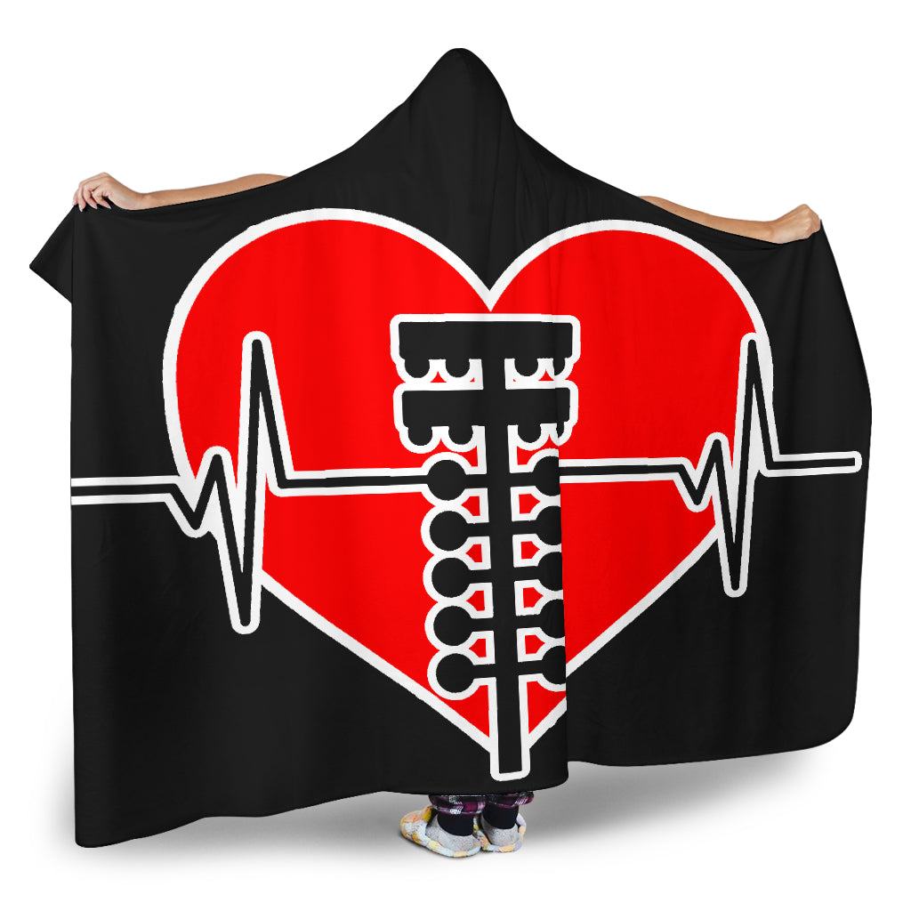 Drag racing heartbeat hooded blanket