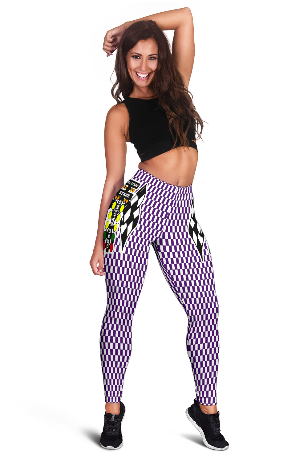 Drag racing Purple Flag Leggings