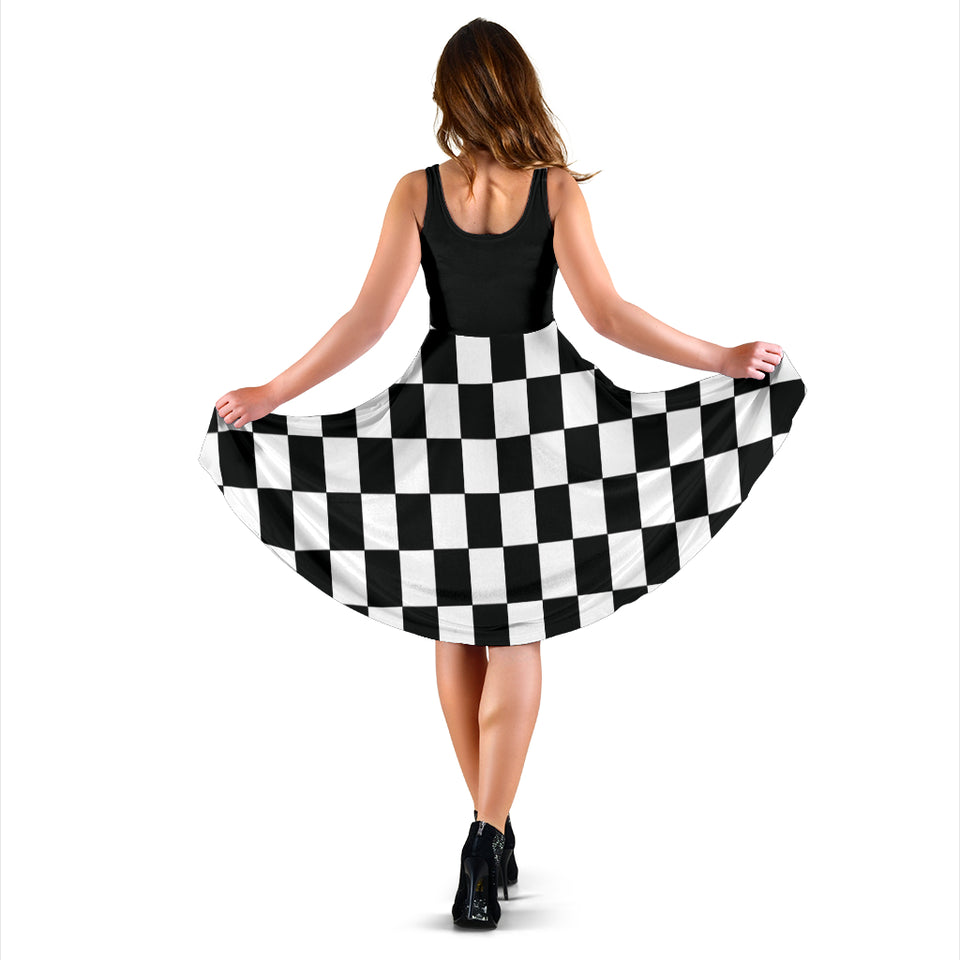 Racing Dirty Checkered T-Shirt Dress