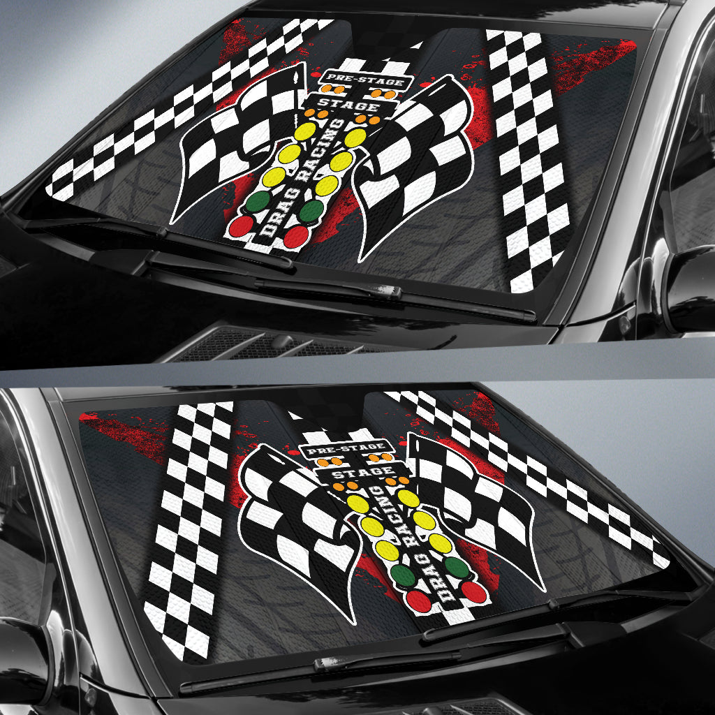 Drag Racing Windshield Sun Shade Red (ABOUT 2 WEEKS DELIVERY)