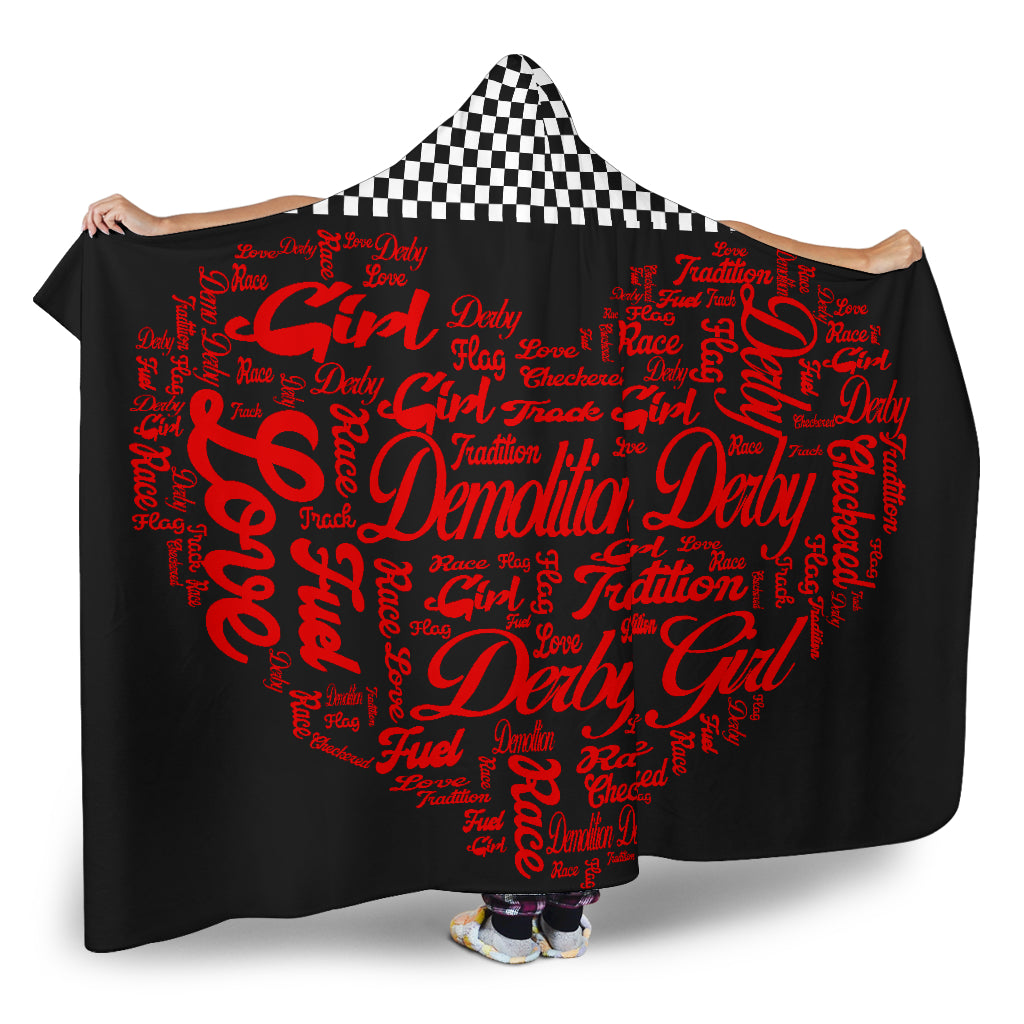 Demolition derby Girl heart hooded blanket