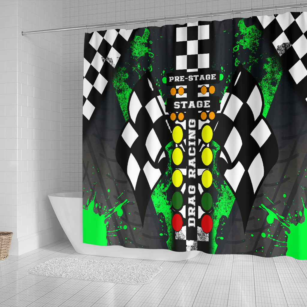 Drag Racing Shower Curtain Pistachio
