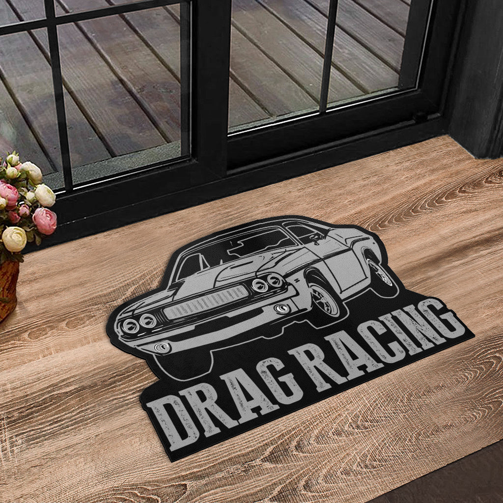 Custom shaped drag racing door mat