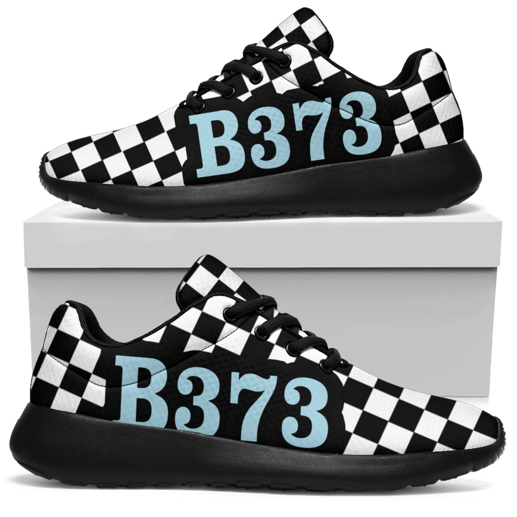 custom racing sneakers number B373 light blue