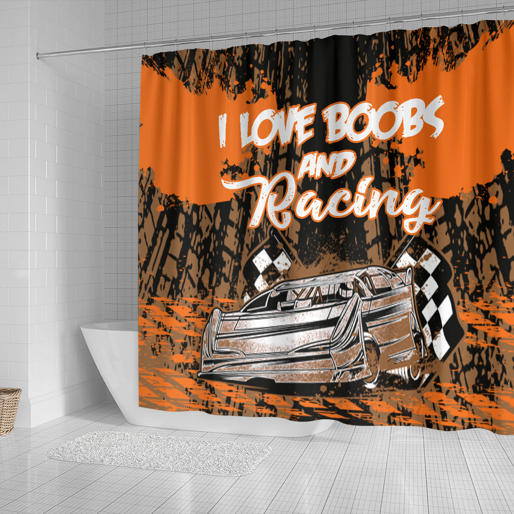 I Love Boobs And Dirt Racing Shower Curtain
