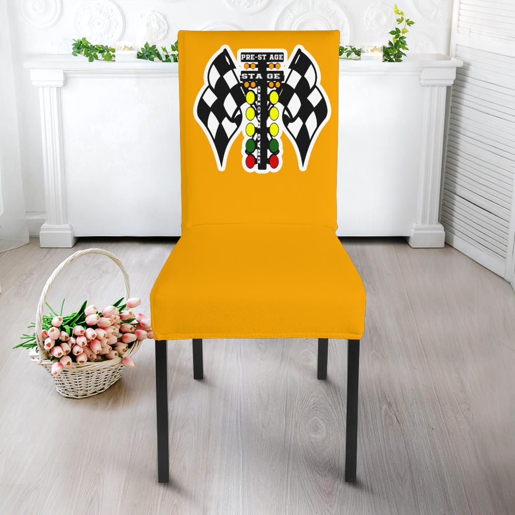 Drag Racing Dining Chair Slipcover Orange