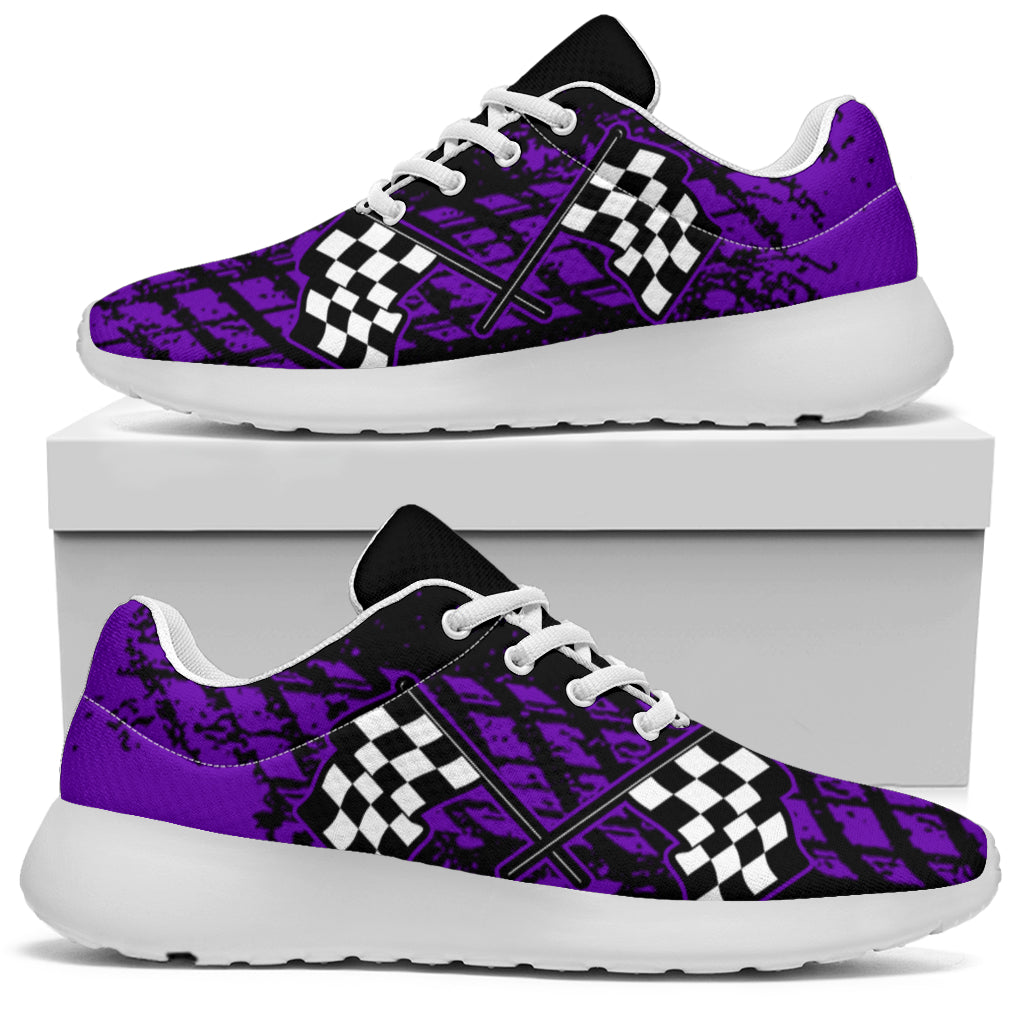 Dirt Racing Purple Muddy Flag Sneakers White