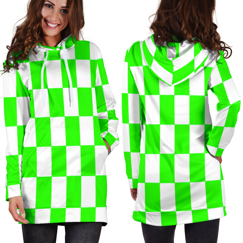 Racing Checkered Flag Hoodie Dress Pistachio