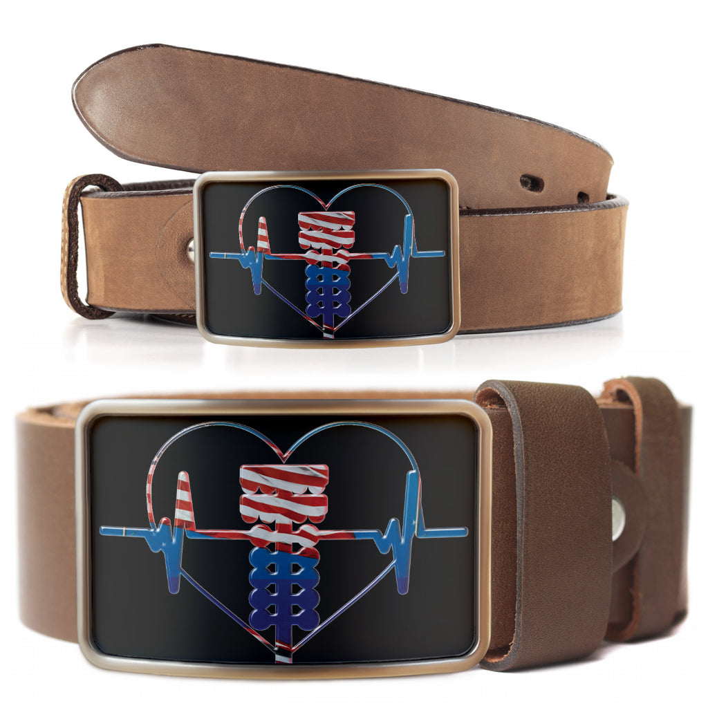 USA Drag Racing Heartbeat Belt Buckle