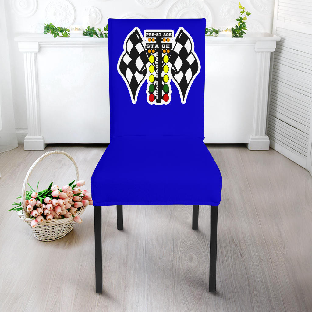Drag Racing Dining Chair Slipcover Blue