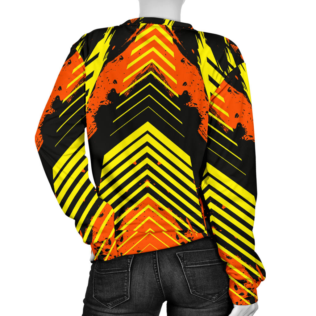 Racing Urban Style Orange & Yellow & Black Women's Sweater