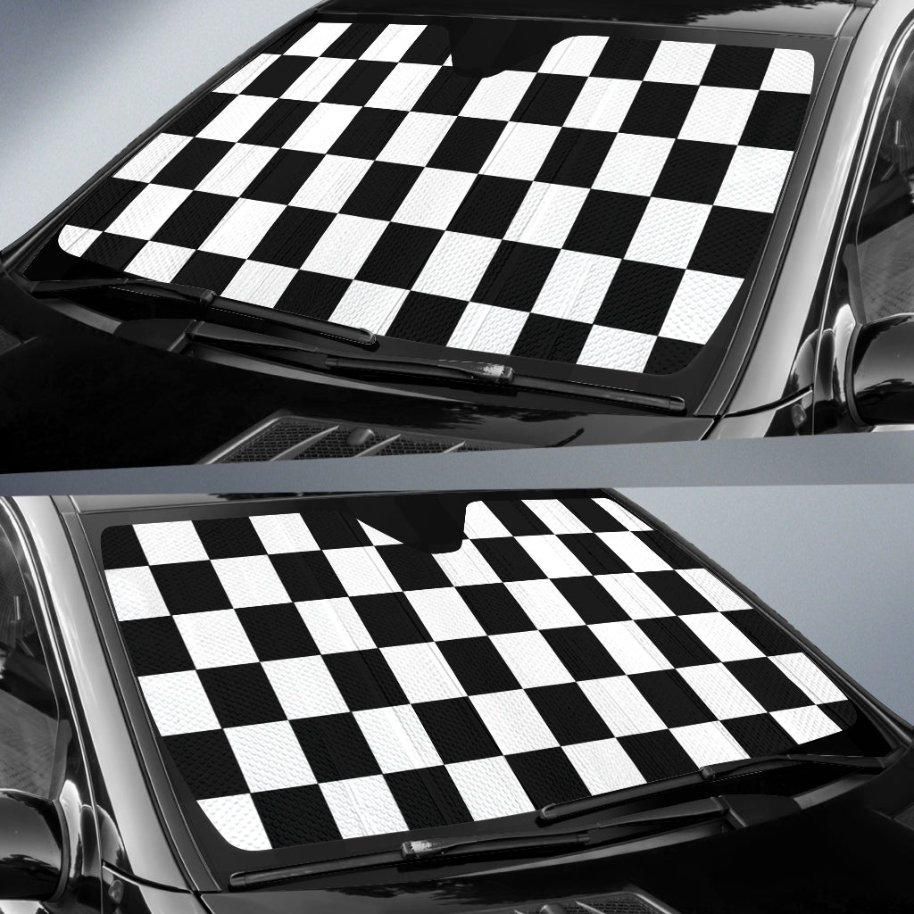 Racing Checkered Flag Windshield Sunshade
