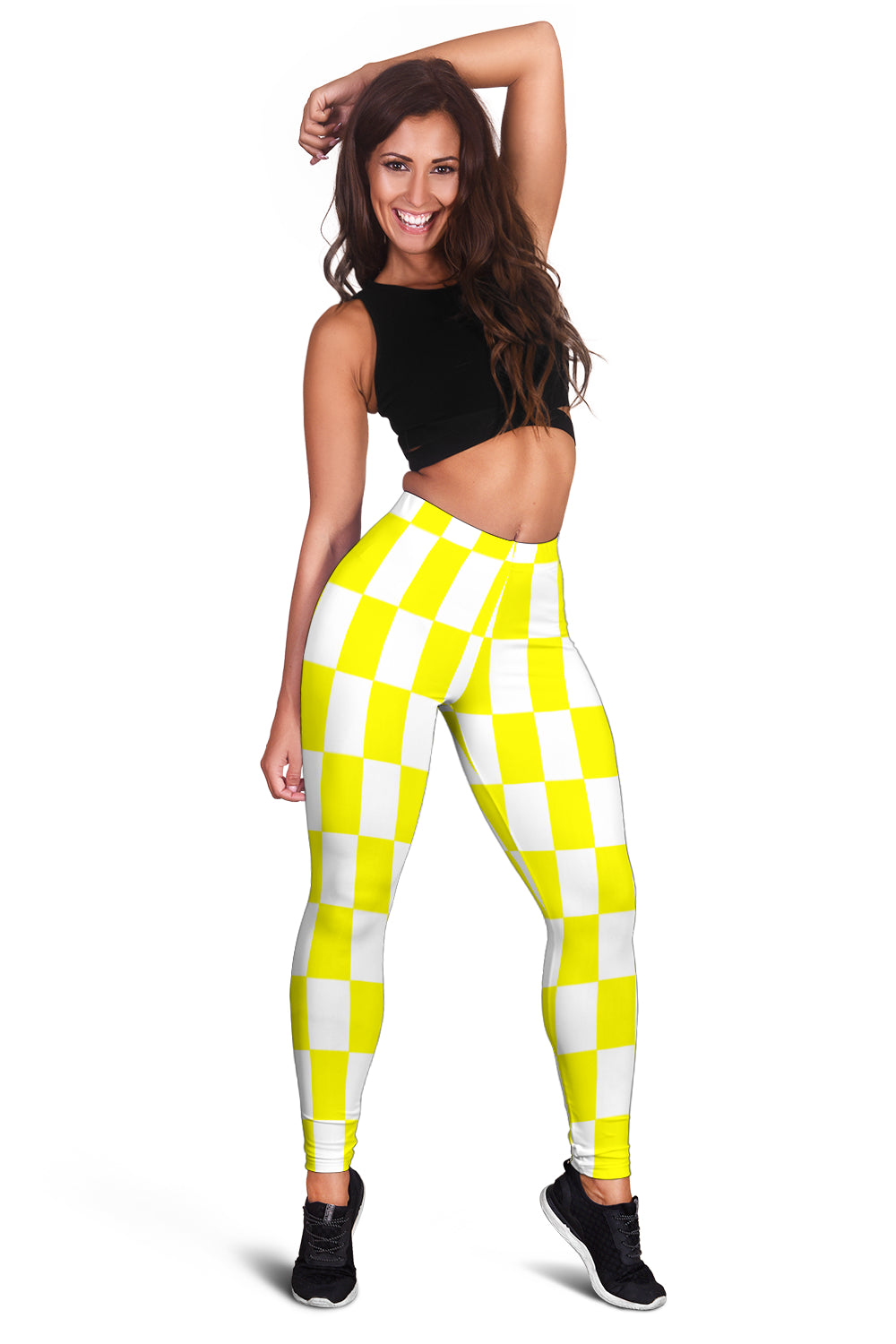 Racing Yellow Checkered Leggings