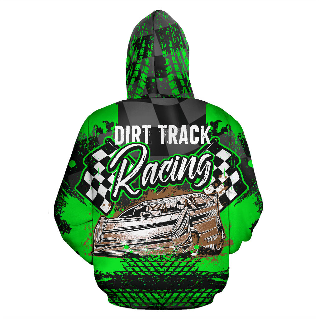 Dirt Track Racing All Over Print Hoodie Green!