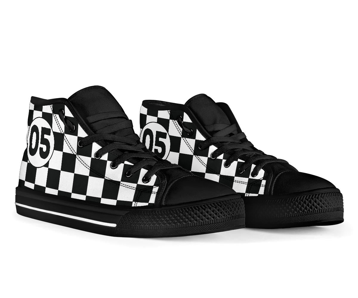 Racing Checkered Flag High Top Shoes N05