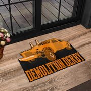 Custom shaped demolition derby door mat