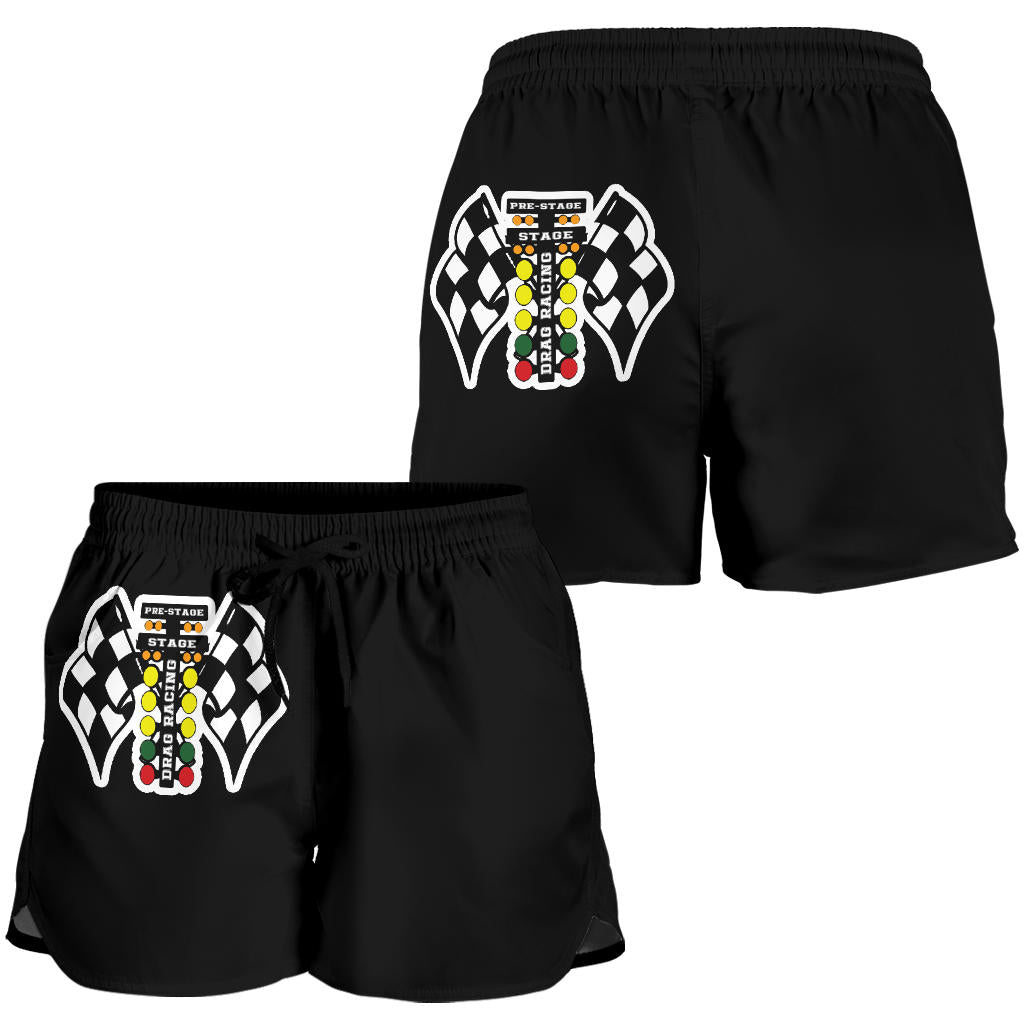 Drag Racing Flag Women's Shorts Black