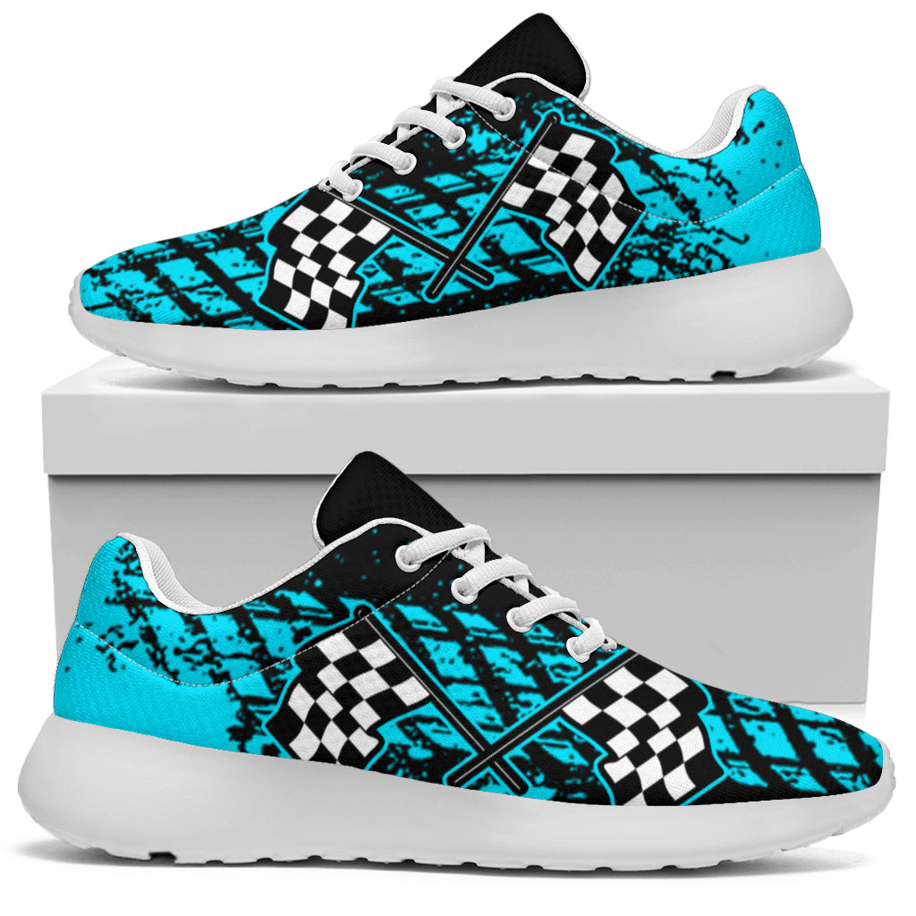 Dirt Racing Carolina Blue Muddy Flag Sneakers White