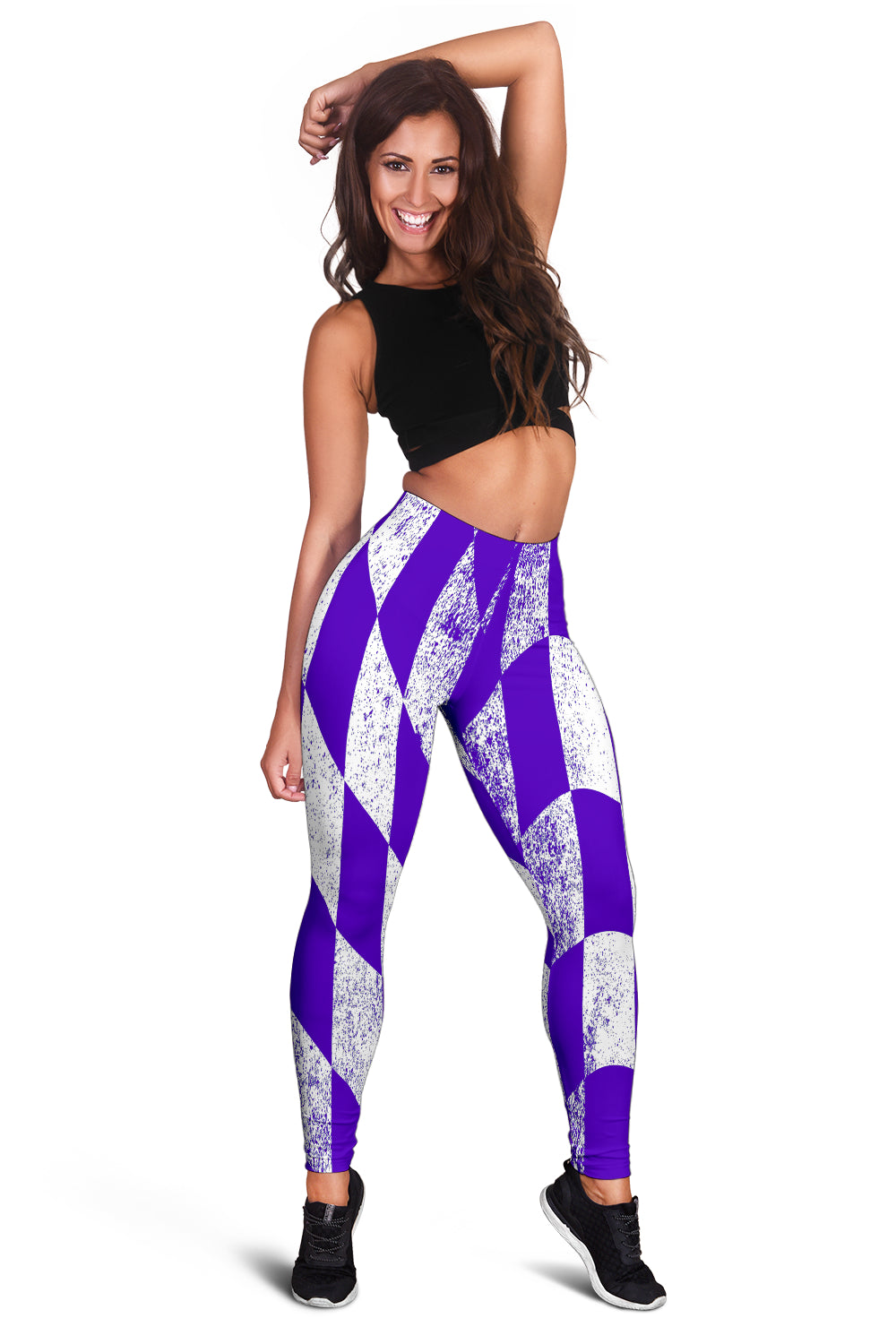 Racing Dirty Checkered Flag Leggings purple