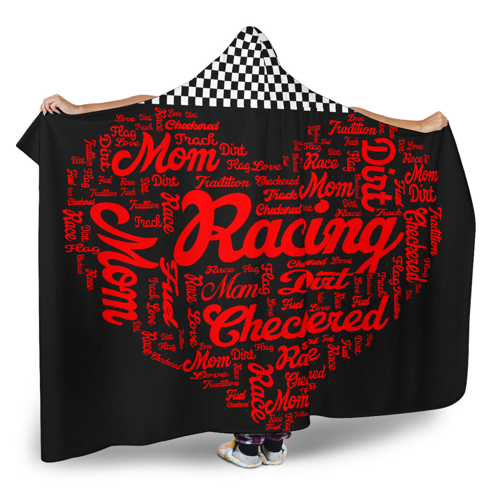 Dirt track racing Mom heart hooded blanket