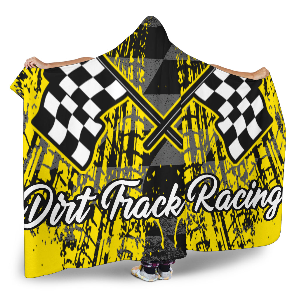 Dirt Racing Hooded Blanket yellow